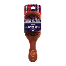 Boar Bristle Hair Brush for Waves Fades and Short Cuts - Easy Grip Red Brush
