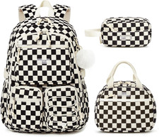 School Backpack for Girls Boys - 3PCS Corduroy Kids Backpack Set with Lunch Box