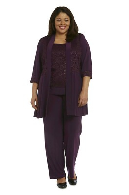 Ru0026M Richards Plus Size Women's Lace ITY 2 Piece Pant Suit - Bride Dress |  eBay