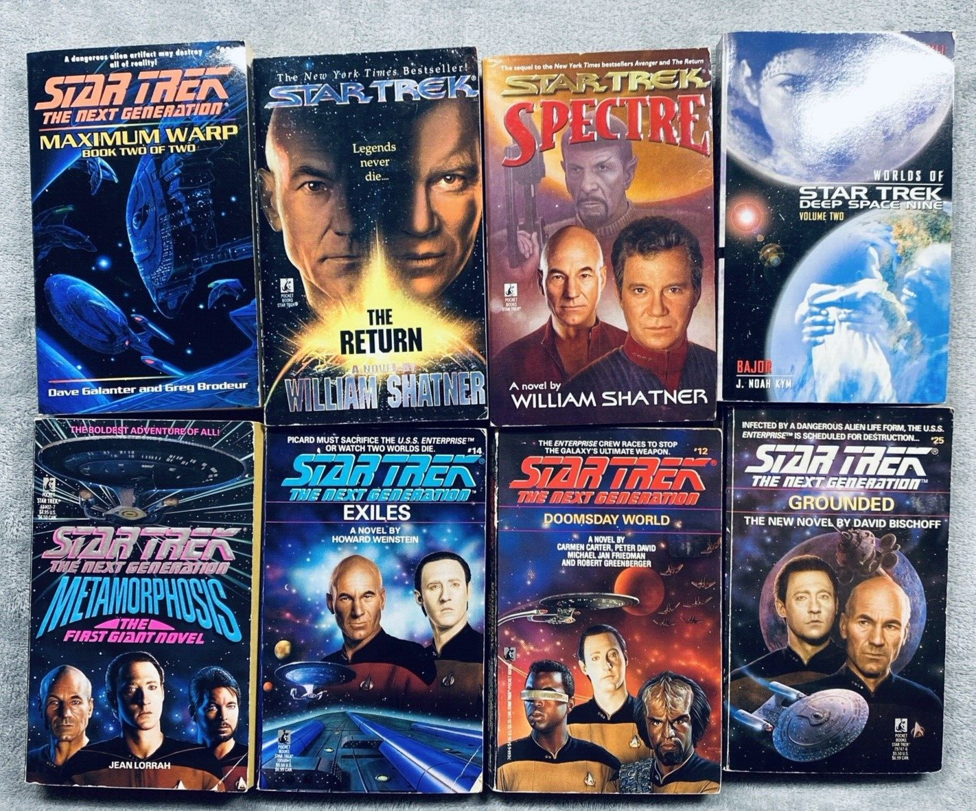 Lot of 8 Assorted Star Trek Paperback Books TNG DS9 William Shatner VERY USED