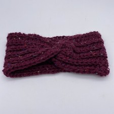 New Kids Crochet Knit Burgundy Purple Headband Ear Warmer Stretch Handmade CUTE