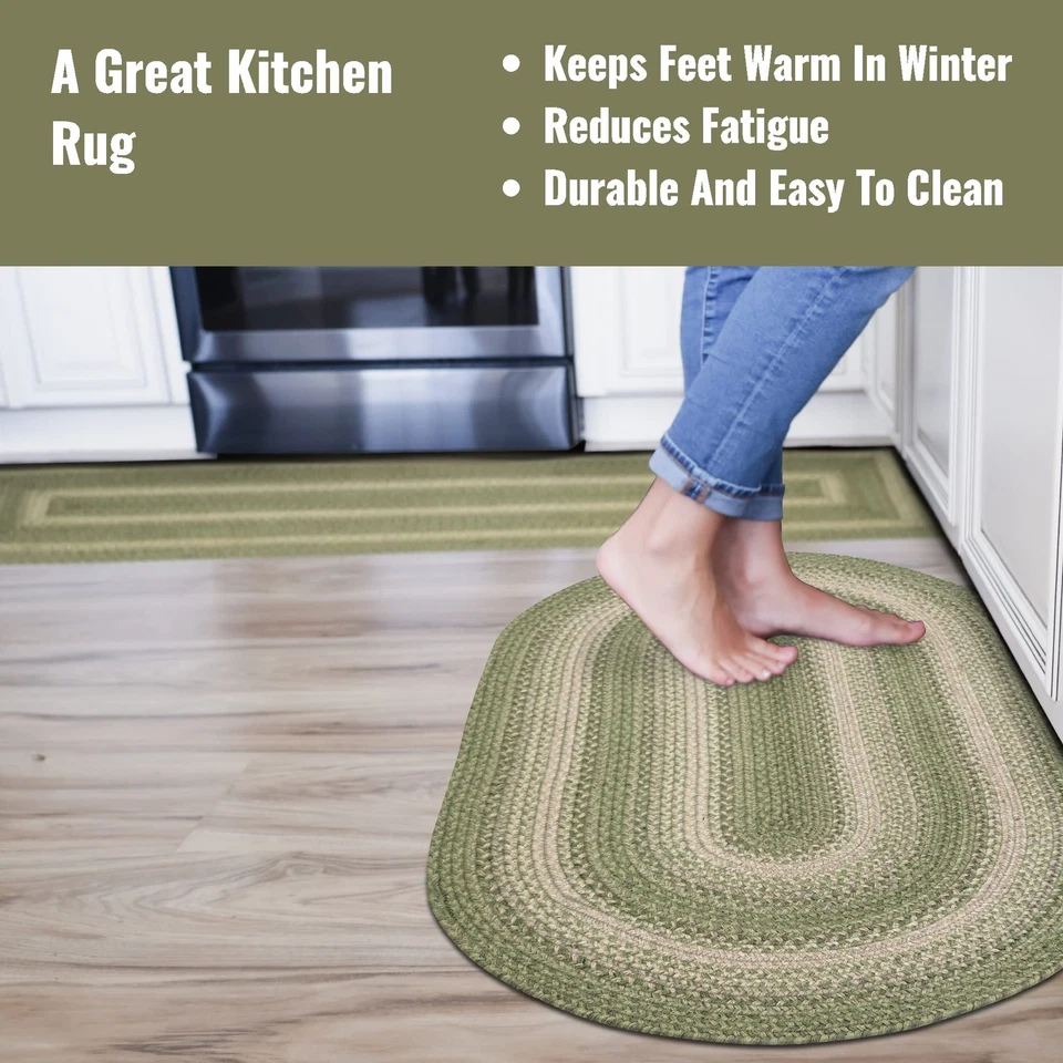 20x30” Green Oval Braided Rug. Grassland Green Jute Oval Rug. Uses- Entryway ... - Image 4 of 4