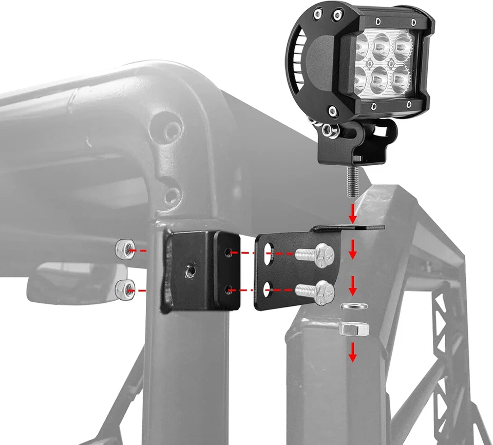 Soportes de montaje de cápsula de luz LED trasera de respaldo para Polaris Ranger 500 570 900 1000 Foto 2 de 4