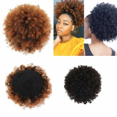 High Puff Afro Curly Wig Ponytail Drawstring Short Kinky Synthetic