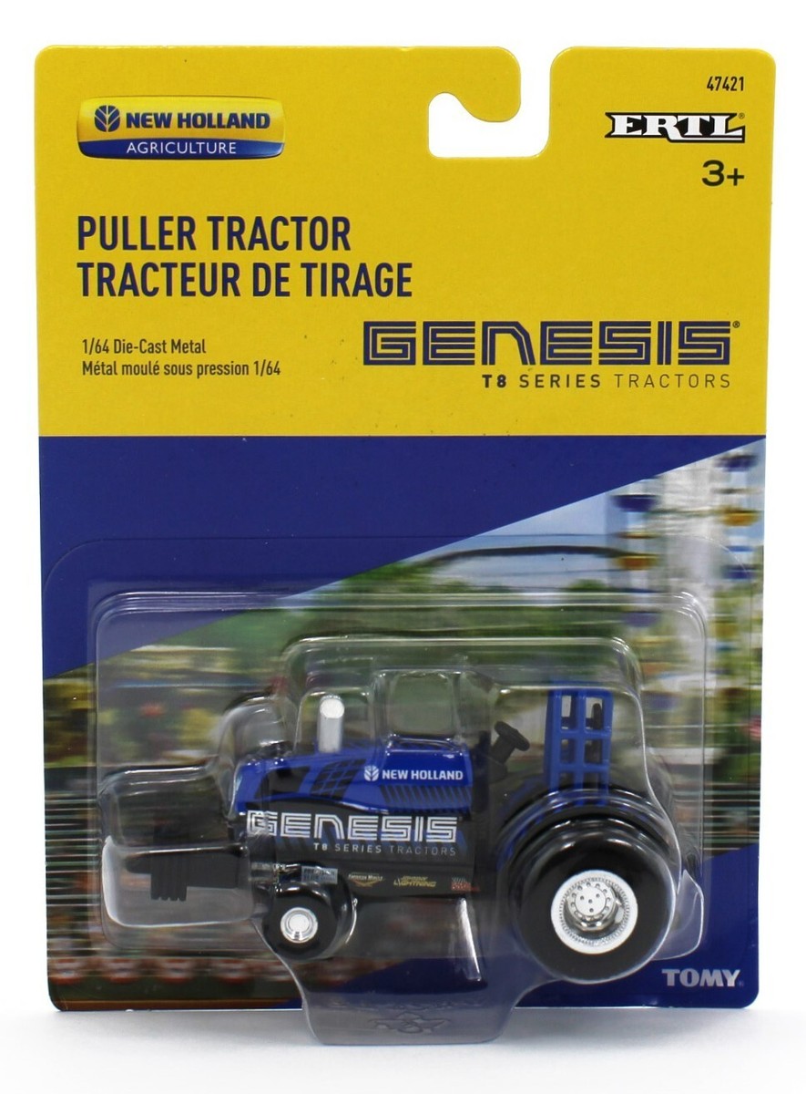 Tracteur New Holland 1:64 Bleu Avec Camion Hot Rod - Modèle 'Flightning' Ertl Pull - Occasion - Échelle 1/64