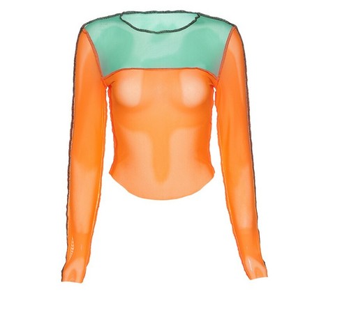New Women Contrast Patchwork Long Sleeve T-Shirt Csual Cool Top Punk Tee #T - Picture 10 of 10