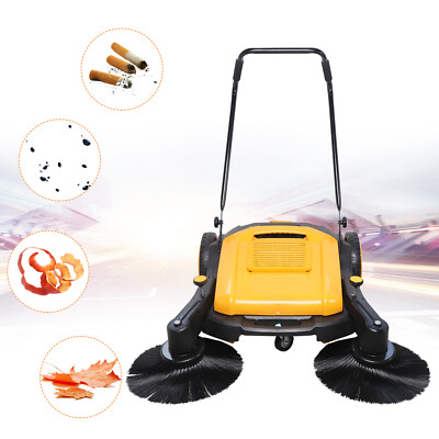 41 Inch Hand Push Sweeper Walk-Behind Street Roads Floor Dust Sweeping Cleaner