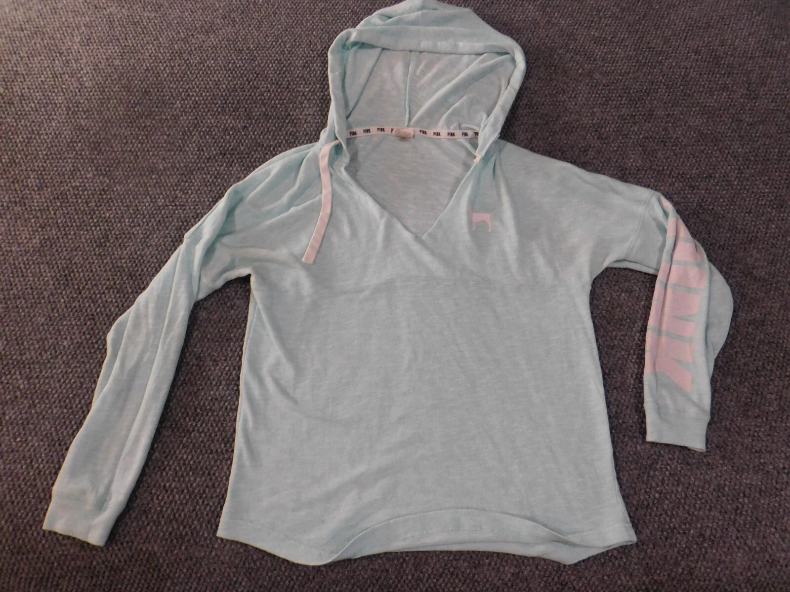 UNDERCOVER Victoria Secret Felpa Rosa con Cappuccio Blu Medio Donna Love Pullover Angelo Elasticizzato