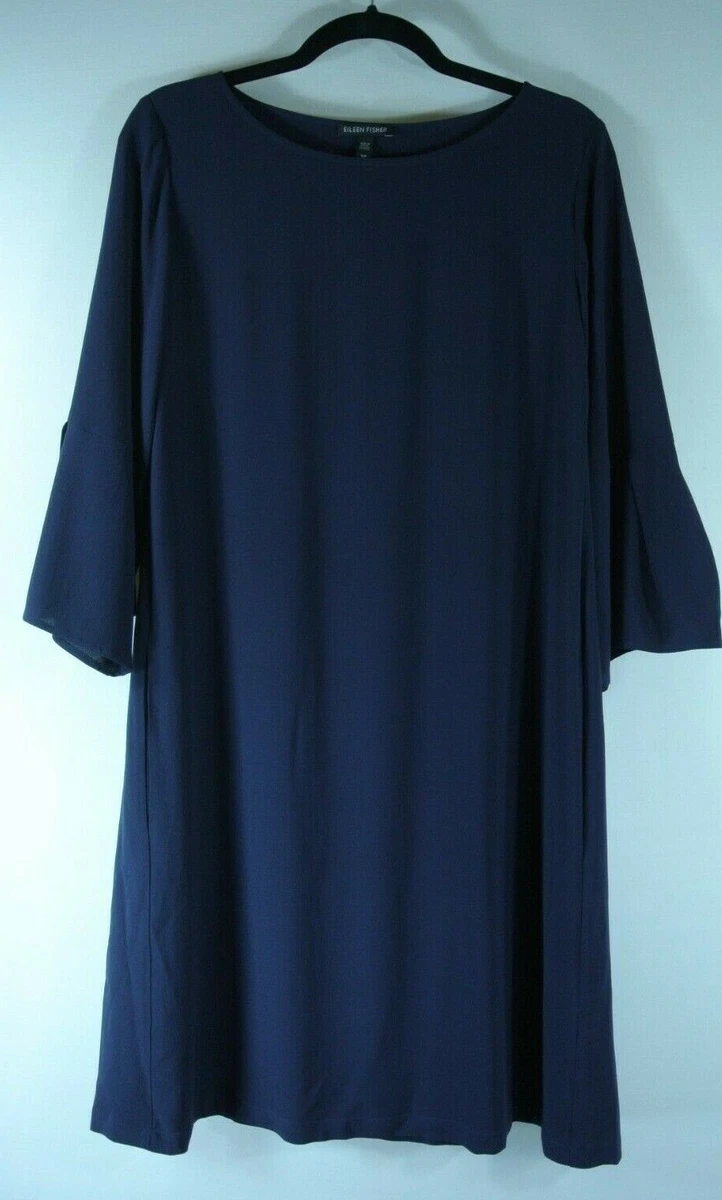 Eileen fisher bateau store neck silk dress