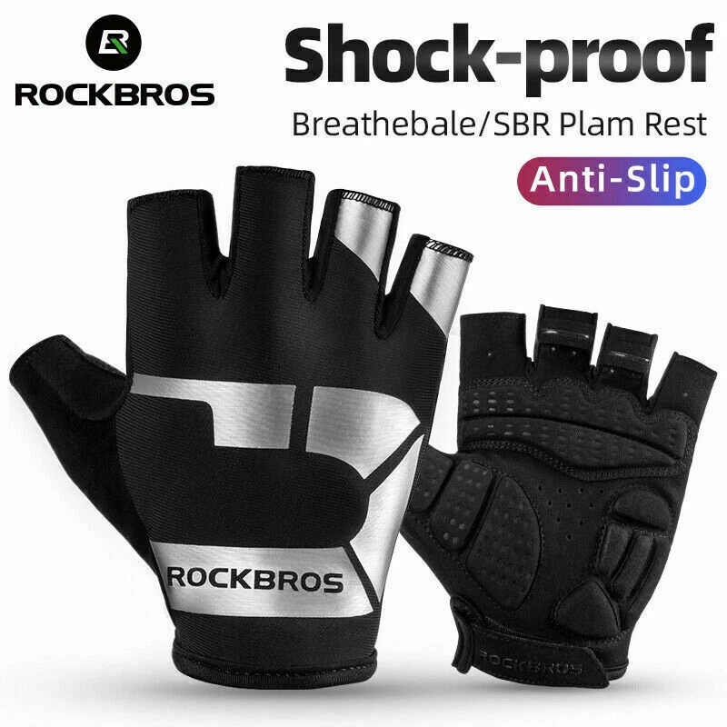 ROCKBROS Sports Short Finger Gloves Reflective Night Riding Safety Bike Gloves