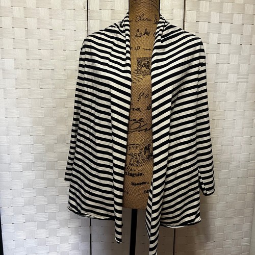 AMICI by Baci Navy Striped Open Front Cardigan Lightweight Made in Italy Size XL