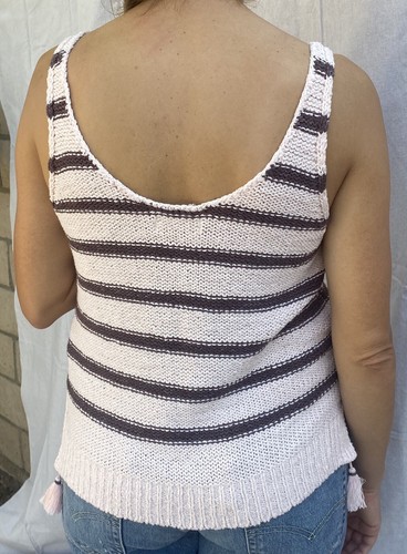 Hollister Knitted Striped Tank Pink Size Medium Soft Cute Relaxed Fit - Picture 3 of 8