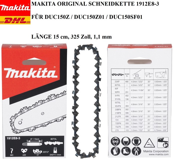 "Makita Original Schneidkette 1912E8-3 15CM 325\" FÜR Duc 150Z01 Duc 150SF01⭐⭐⭐⭐⭐"-image