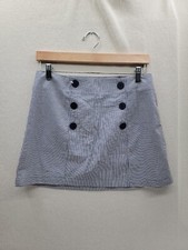 NEW Urban Outfitters Striped Blue, White Mini A-line Buttons front Skirt Size-L