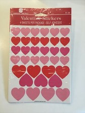 Sealed Vintage NEW American Greetings Heart Valentine Stickers 4 sheets Sealed