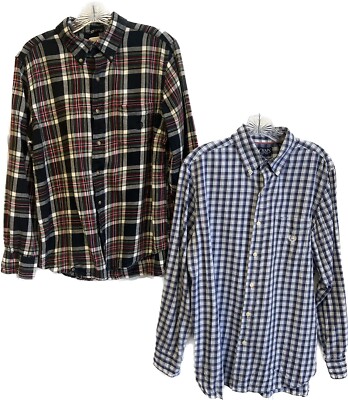 2 Flannel Shirts Men Medium Chaps by Ralph Lauren Lot of 2 Plaid Shirts