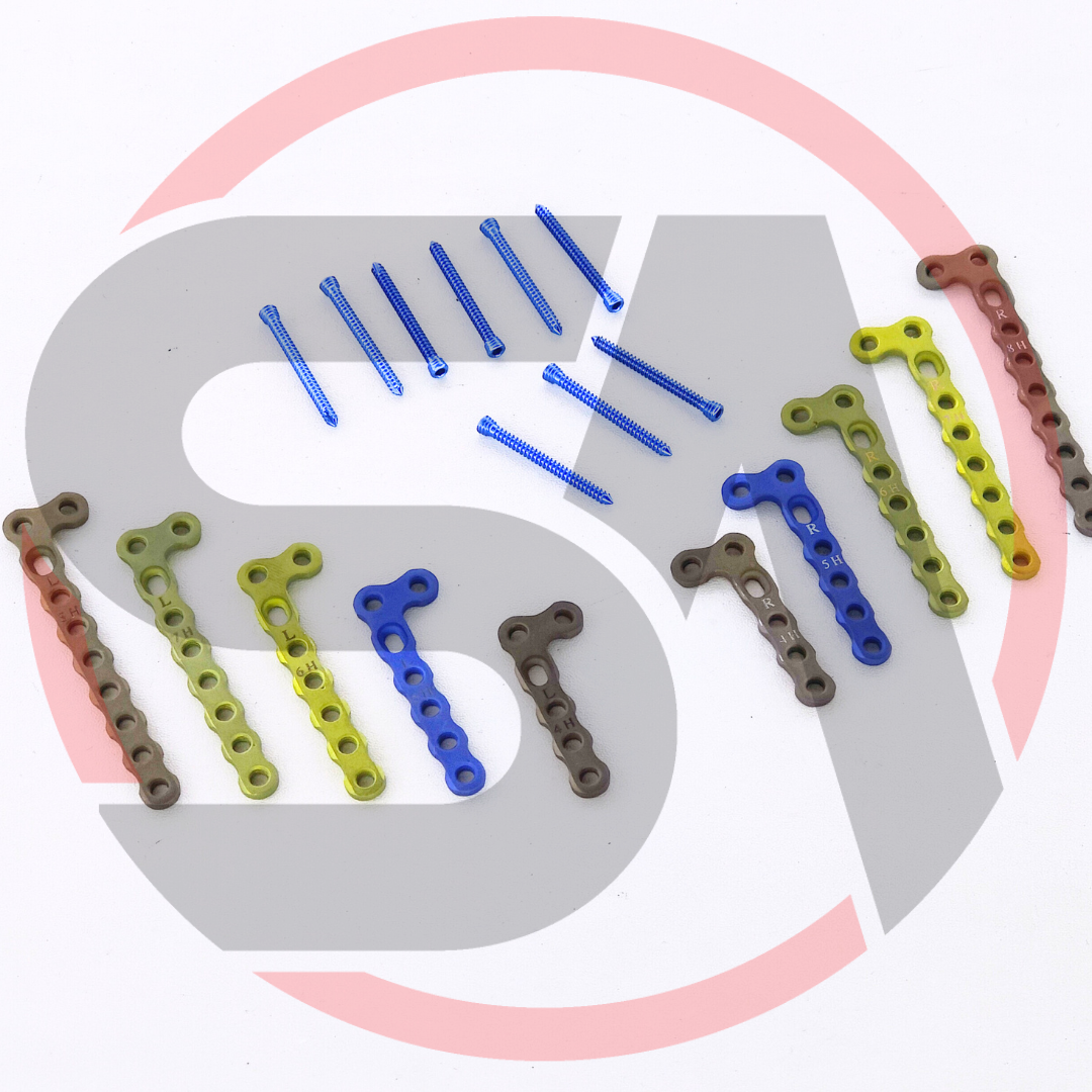 Veterinary 2.0mm Safety Locking L Plates R-L with Locking Screws 50 Pcs Set Ti