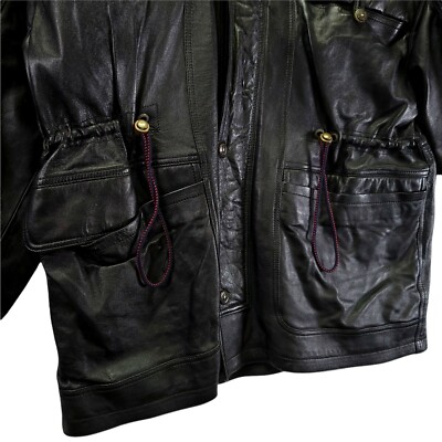 Vintage 80's Fiocchi Italy Leather Jacket Sz 58 Unique Dog Buttons