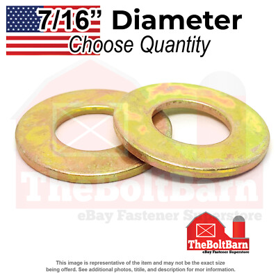 #ad 7 16quot; SAE Grade 8 Flat Washers Zinc Yellow USA Made Pick Quantity $196.16