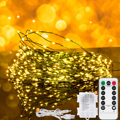 300 LEDs Lichterkette Drahtlichterkette Außen Innen Timer batterie strom Deko