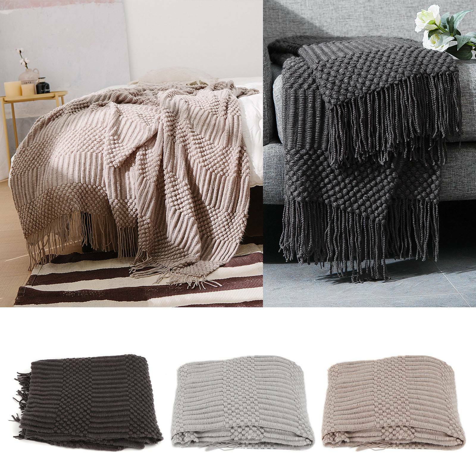 Chunky Knit Blanket Thick Yarn Merino Wool Bulky Knitted Throw Photography Props For Sale EBay