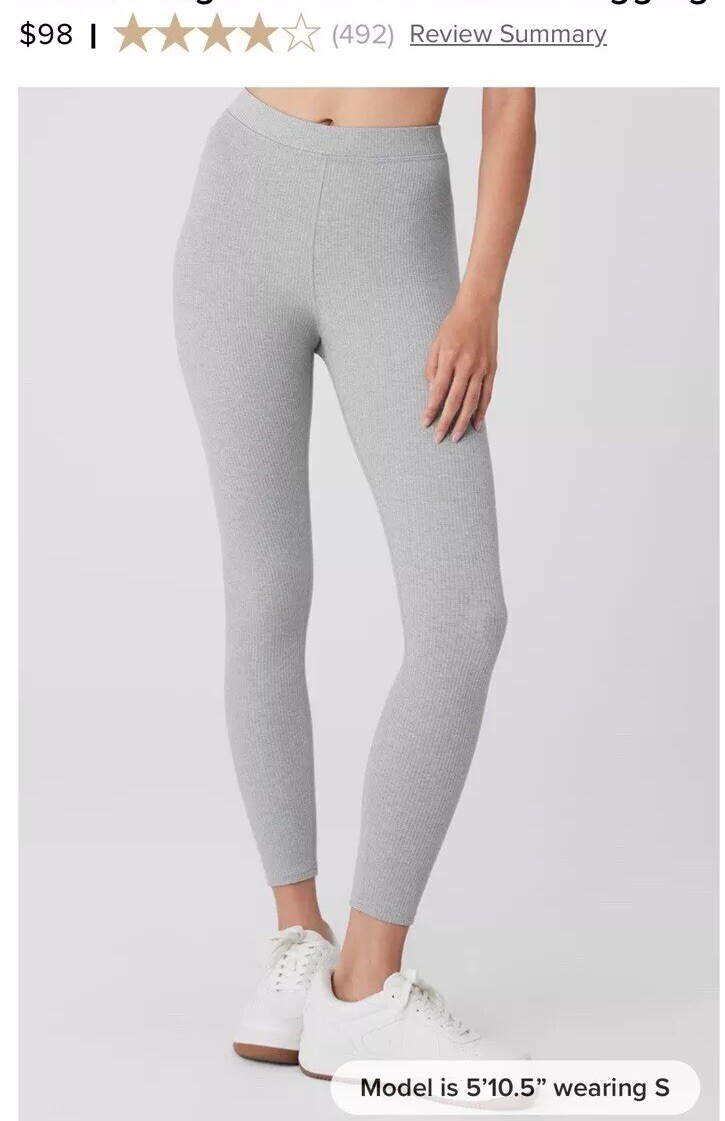 Alo Ribbed High-Waist 7/8 Blissful Legging. Size Small. Grey | eBay