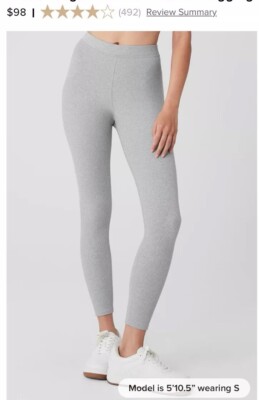 ☆alo grey legging☆ Alo Ribbed High-Waist 7/8 Blissful Legging. Size Small. Grey | eBay