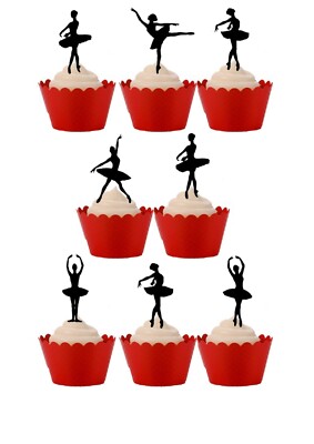 26 Steh Up Ballett Tanz Tanzen Silhouette Oblate Papier Essbar Tortenaufleger 