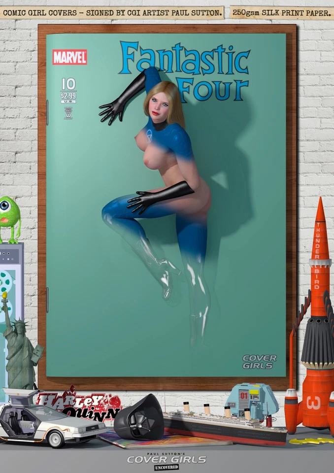 Mujer Invisible SEXY Jessica Alba Fantástica 4 MARVEL Cómic A3 Impresión Cubierta Niñas  Foto 3 de 4