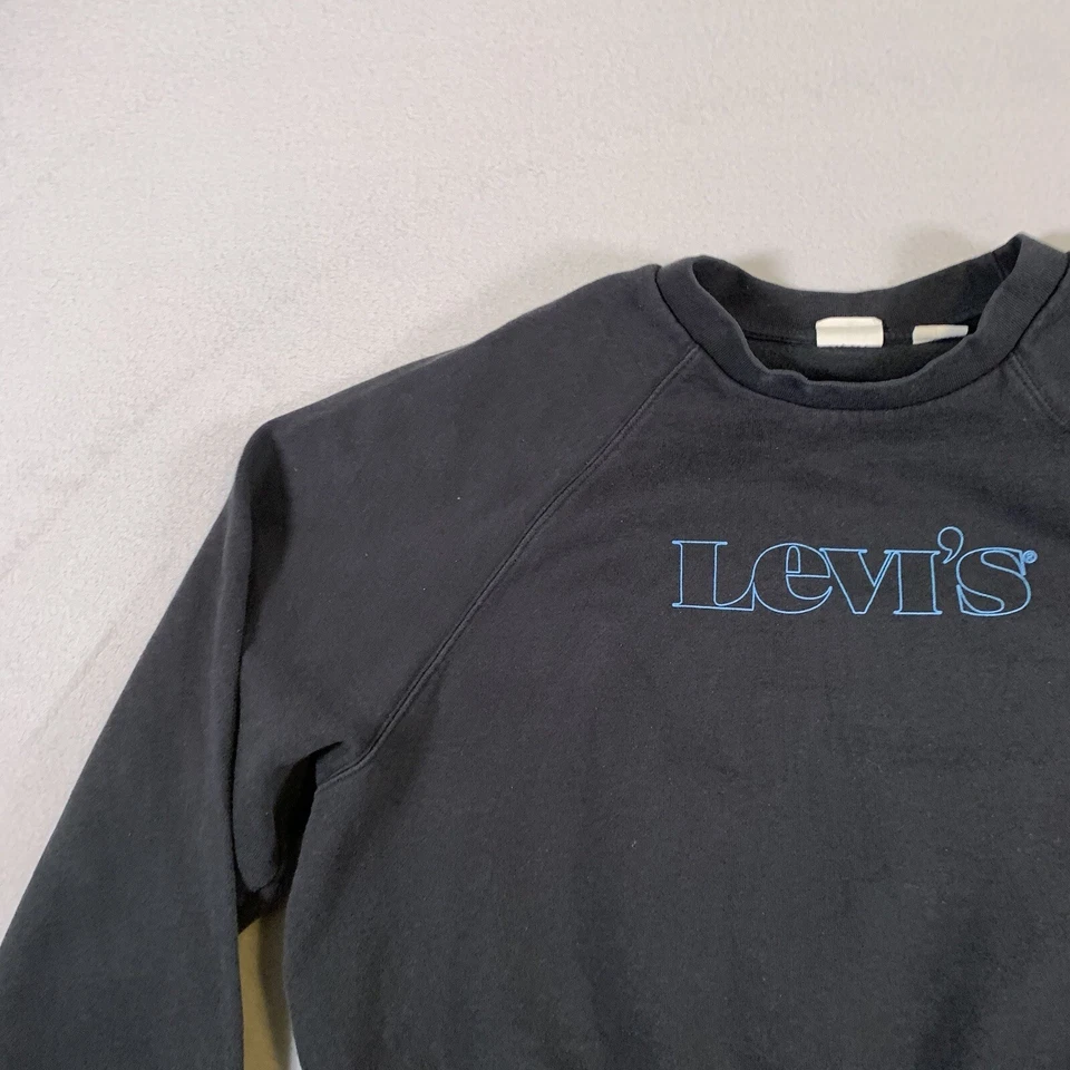 Levi's Sudadera Recortada Mujer Mediana Negra Pullover Algodón Suéter Damas U60 Foto 4 de 4