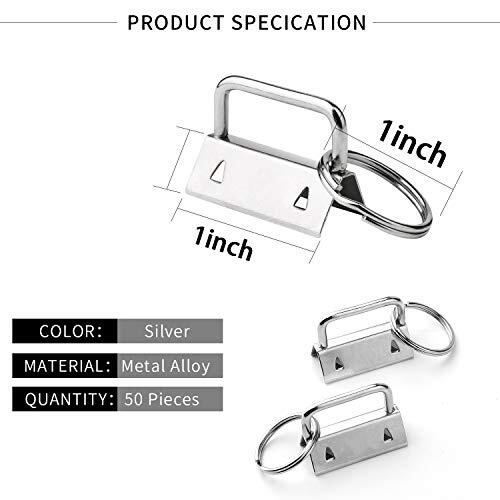 50 Pcs Key Fob Hardware 1 Inch Silver Keychain Hardware for Wristlet Keychain - Picture 8 of 8