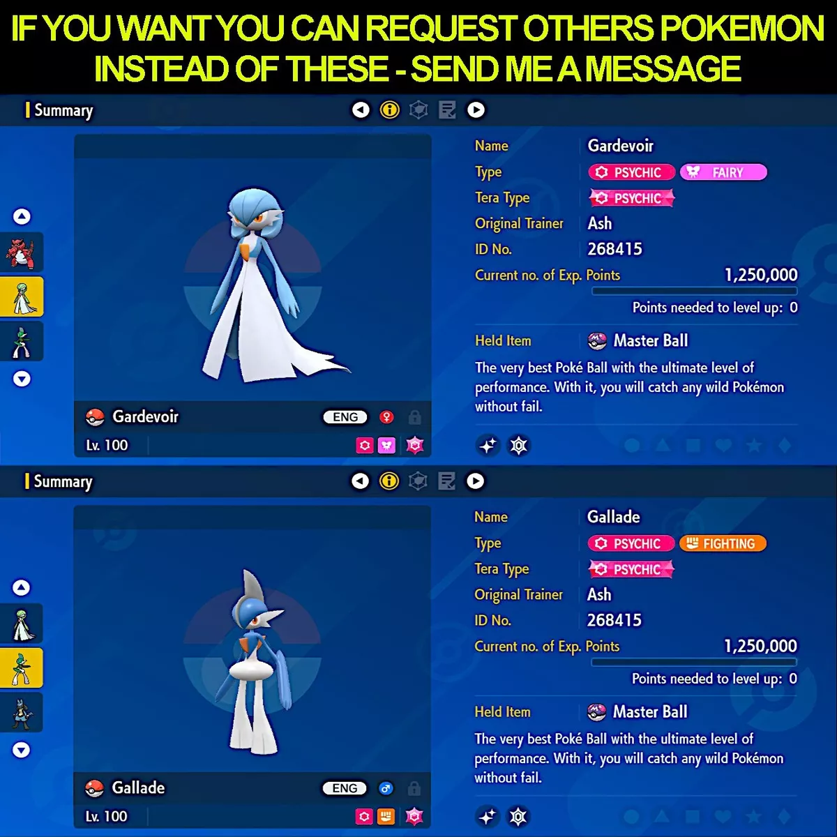 Pokémon Scarlet and Violet ✨SHINY✨ Gardevoir W/ Best 6IV +