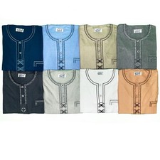 Men’s Short Sleeve Thobe Jubba Summer Lightweight Kaftan Islamic Clothing UK