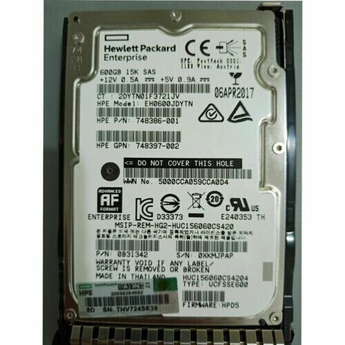 NEW HP 748387-B21 748435-001 600GB SAS 12G 15K SFF 2.5IN SC ENT HDD HARD DRIVE - Picture 1 of 3