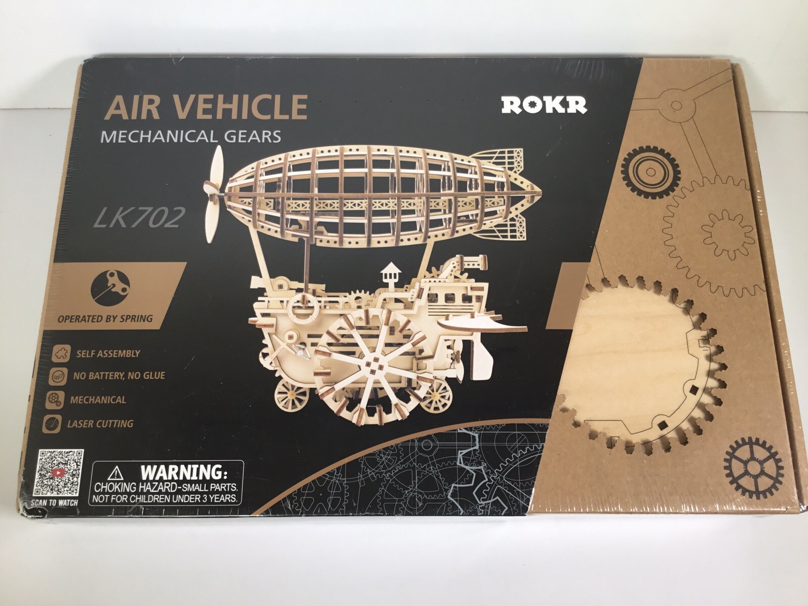 Rokr LK702  Air Vehicle  229 piece wooden model kit  Mechanical Gears  New