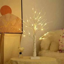 Small Christmas Tree with Lights 2FT Birch Tree White 24 LEDs Next Day Delivery