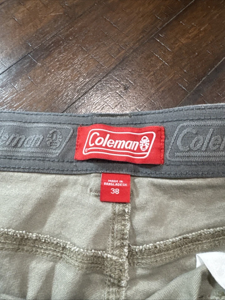 Pantalones Cortos Coleman Para Hombre Talla 38 Verde Caqui Frente Plano Tiro Alto Elastizados Foto 2 de 4