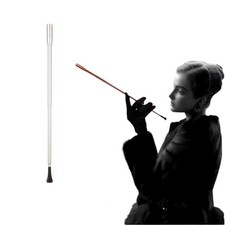 Silvery audrey style extendable metal vintage cigarette holder for costume