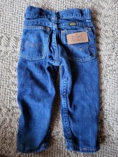 vintage maverick Cowboy denim Blue Jeans Toddler 2t Made In UsA Leather Patch