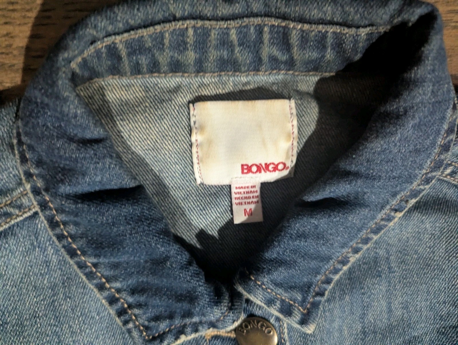 By Bongo Denim Jean Jacket Solid Blue Distressed … - image 4