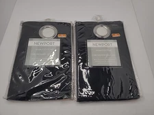 Newport Grommet Valance Set Black 58" x 14" Cotton Home Decor Top Treatment