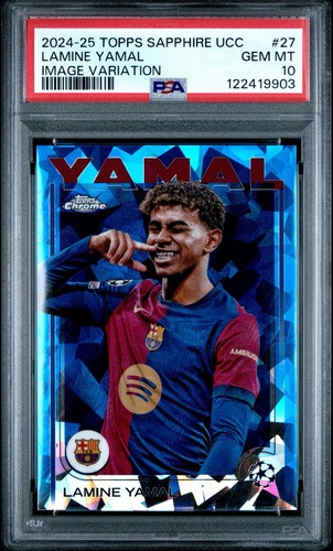 LAMINE YAMAL 2024-25 Topps Chrome Sapphire UCC #27 Image Variation SP PSA 10