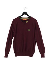 Superdry Men's Jumper M Purple 100 Cotton V-Neck Pullover
