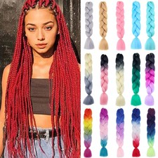 UK HIGH QUALITY JUMBO BRAIDING HAIR EXTENSIONS AFRO BOX BRAIDS OMBRE RAINBOW 24