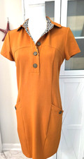 Melonie Dress Size 4 Leopard Print Collar Orange Non Wrinkle