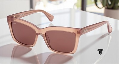 MaxMara MM0010 45E Shiny Light Brown Brown Plastic 55 mm Women's Sunglasses