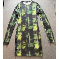 Grunge Mall Goth PrettyLittleThing Bodycon Mini Dress 4 Tie Dye Ribbed Thumbhole