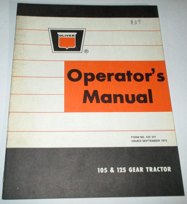 Oliver 105 125 Gear Lawn Garden Tractor Operators Maintenance Manual ORIGINAL!
