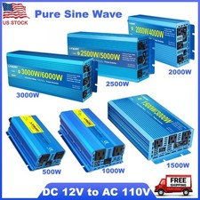 2500W 3000W Pure Sine Wave Power Inverter DC 12V to AC 110V Converter Travel Kit