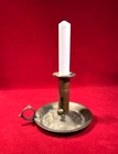 SCARCE CIVIL WAR ERA HANDMADE BRASS PUSH UP CANDLE HOLDER WITH THUMB HOLD